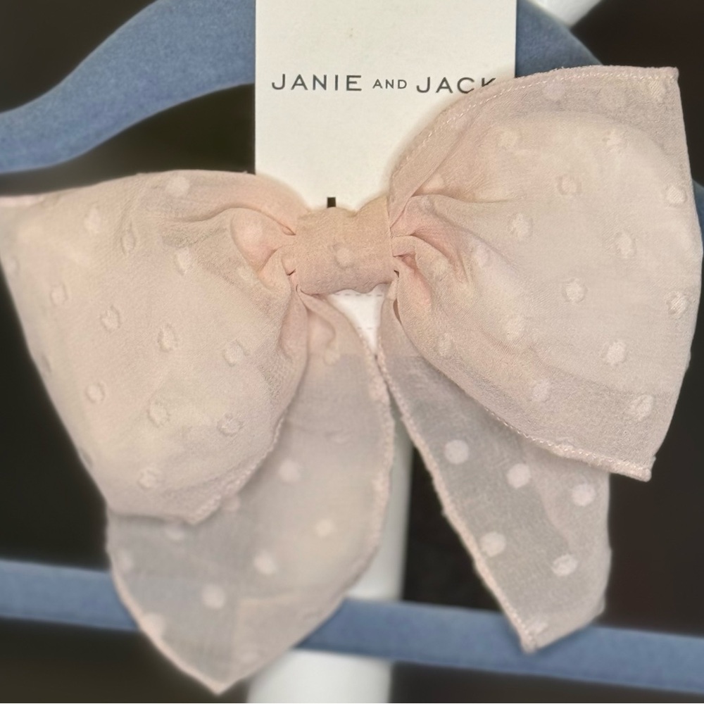 Janie and Jack Blush Polka Dot Bow Hair Clip